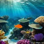 팔라우 여행 중 마주할 수 있는 야생동물 - A vibrant underwater scene in Palau&rsquo;s coral reefs, featuring a diverse array of colorful fish includ...